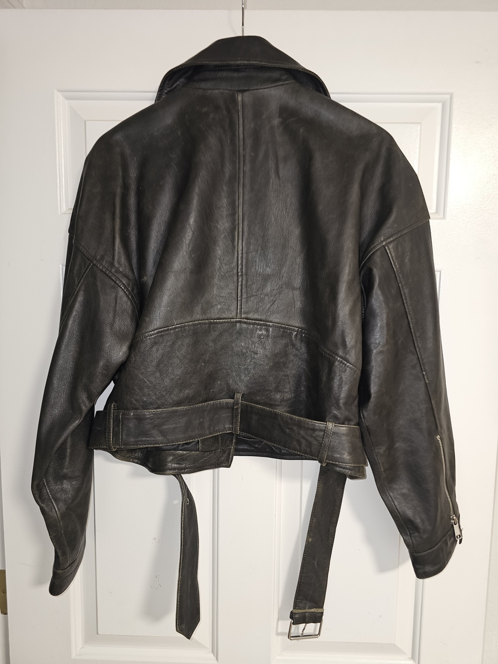 Wilsons Inara Leather Washed Black Moto Jacket, Size Small - Picture 3 of 4